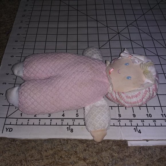 EDEN Stuffed Baby Doll Pink Terrycloth Waffle Pajamas Plush Polka Dot Bow Bonnet - Picture 11 of 11